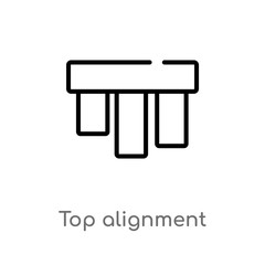outline top alignment vector icon. isolated black simple line element illustration from user interface concept. editable vector stroke top alignment icon on white background