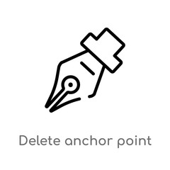 outline delete anchor point vector icon. isolated black simple line element illustration from user interface concept. editable vector stroke delete anchor point icon on white background