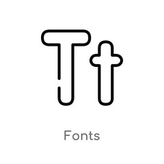outline fonts vector icon. isolated black simple line element illustration from user interface concept. editable vector stroke fonts icon on white background