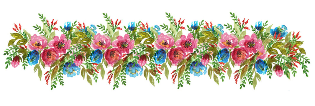 watercolor Floral Border" photos, royalty-free images, graphics, vectors &  videos | Adobe Stock