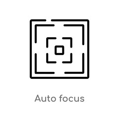 outline auto focus vector icon. isolated black simple line element illustration from user interface concept. editable vector stroke auto focus icon on white background