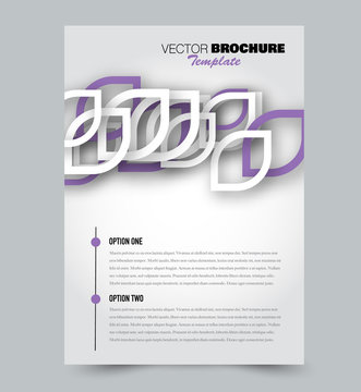 Flyer template. Brochure layout. Annual report cover or print out poster design. Purple color. Vector illustration.