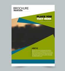 Fototapeta premium Flyer template. Brochure layout. Annual report cover or print out poster design. Blue and green color. Vector illustration.