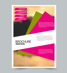 Naklejka premium Flyer template. Brochure layout. Annual report cover or print out poster design. Pink and green color. Vector illustration.