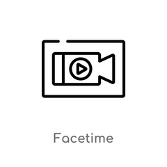 outline facetime vector icon. isolated black simple line element illustration from user interface concept. editable vector stroke facetime icon on white background