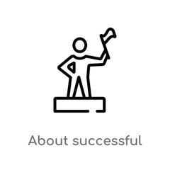 outline about successful man vector icon. isolated black simple line element illustration from user interface concept. editable vector stroke about successful man icon on white background