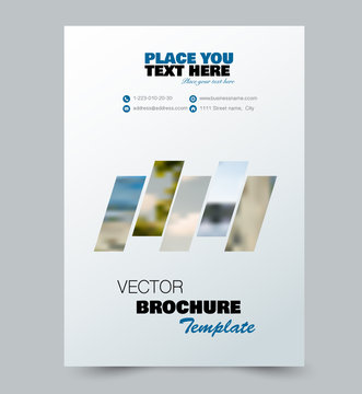Flyer template. Brochure layout. Annual report cover or print out poster design. Blue color. Vector illustration.