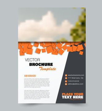 Flyer template. Brochure layout. Annual report cover or print out poster design. Orange color. Vector illustration.