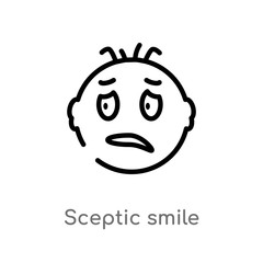 outline sceptic smile vector icon. isolated black simple line element illustration from user interface concept. editable vector stroke sceptic smile icon on white background