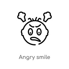 outline angry smile vector icon. isolated black simple line element illustration from user interface concept. editable vector stroke angry smile icon on white background