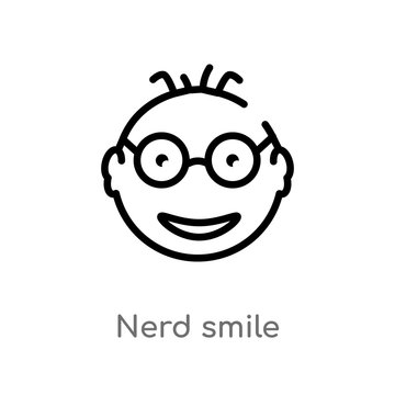 outline nerd smile vector icon. isolated black simple line element illustration from user interface concept. editable vector stroke nerd smile icon on white background