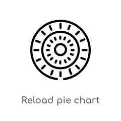 outline reload pie chart vector icon. isolated black simple line element illustration from user interface concept. editable vector stroke reload pie chart icon on white background