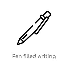 outline pen filled writing tool vector icon. isolated black simple line element illustration from user interface concept. editable vector stroke pen filled writing tool icon on white background