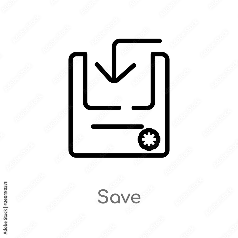 Poster outline save vector icon. isolated black simple line element illustration from user interface concep