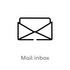 outline mail inbox vector icon. isolated black simple line element illustration from user interface concept. editable vector stroke mail inbox icon on white background