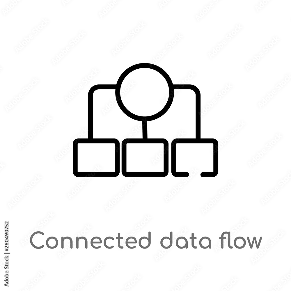 Poster outline connected data flow chart vector icon. isolated black simple line element illustration from 