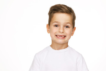 portrait of a beautiful boy isolated on white 