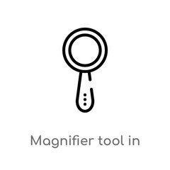 outline magnifier tool in vertical position interface vector icon. isolated black simple line element illustration from user interface concept. editable vector stroke magnifier tool in vertical