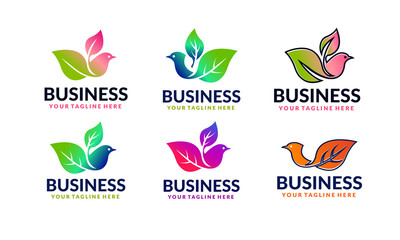 6 Abstract leaf bird logo