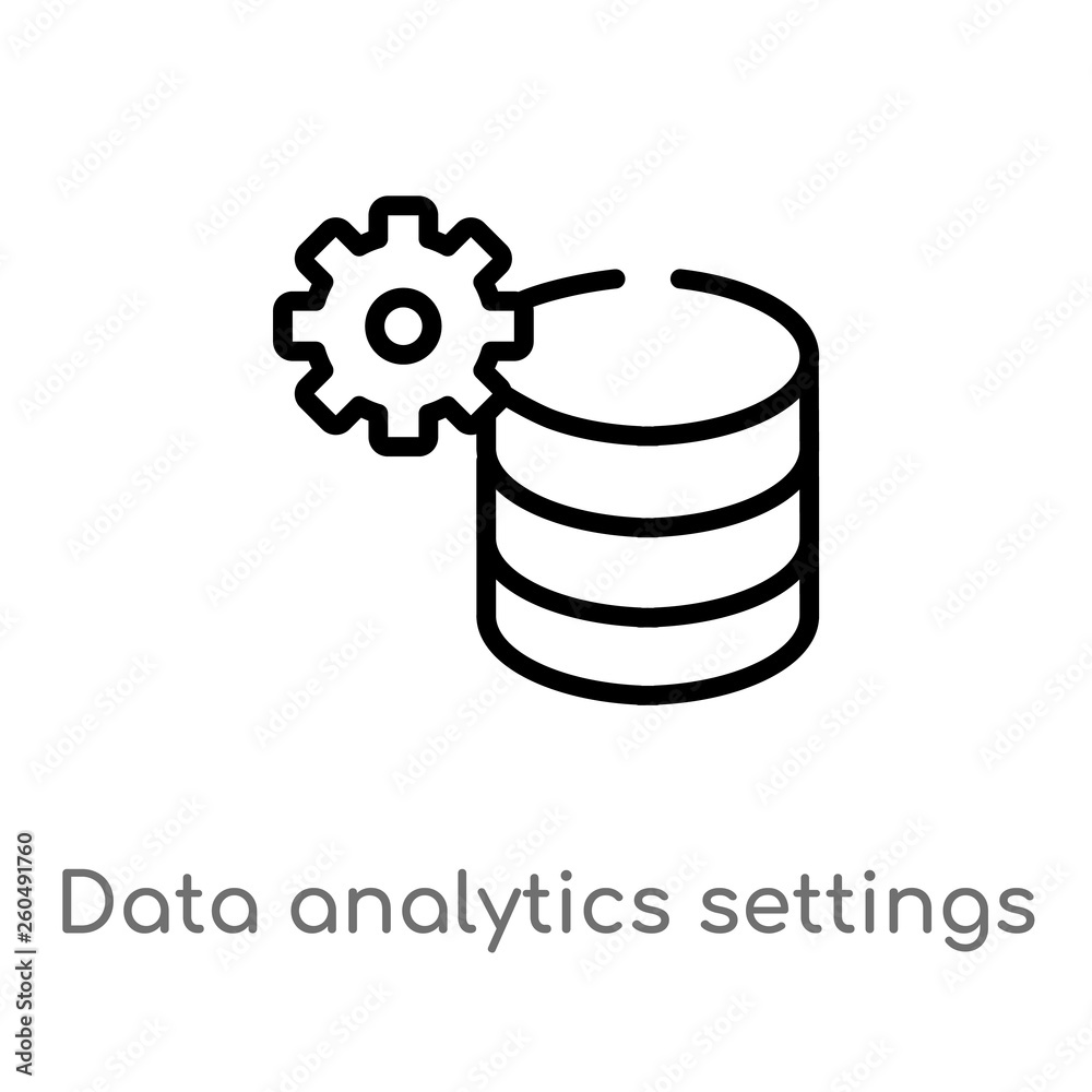 Poster outline data analytics settings vector icon. isolated black simple line element illustration from us