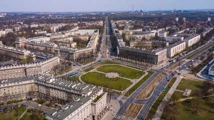 Fototapeta premium Central Square in Nowa Huta from a bird's eye view, Krakow, Poland