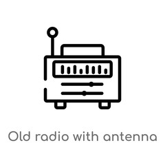 outline old radio with antenna vector icon. isolated black simple line element illustration from ultimate glyphicons concept. editable vector stroke old radio with antenna icon on white background