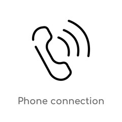 Obraz premium outline phone connection vector icon. isolated black simple line element illustration from ultimate glyphicons concept. editable vector stroke phone connection icon on white background