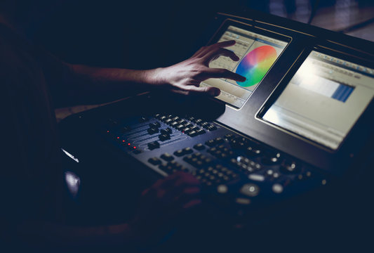 Professional studio light mixer used in selecting color of light devices