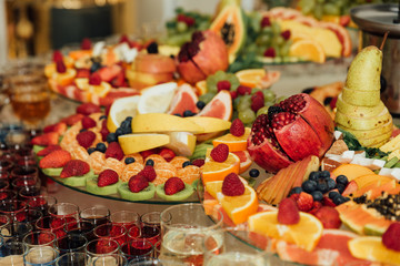 Fruits on banquet table shot during catering event
