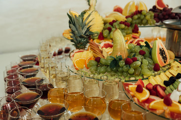 Buffet reception fruit wines champagne