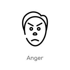 outline anger vector icon. isolated black simple line element illustration from user concept. editable vector stroke anger icon on white background