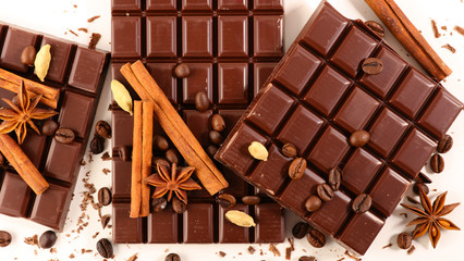 chocolate bar and spices