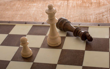 Chess board with chess pieces