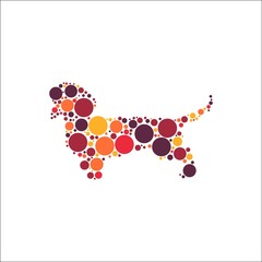 Dachshund with colorful circles vector illustration
