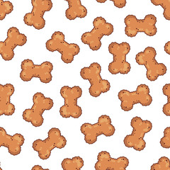 Pattern of vector illustrations on the nutrition theme; dry food for cats and dogs. Realistic isolated objects for your design.