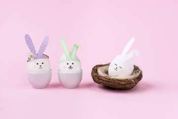 Egg rabbit family. Newborn concept.