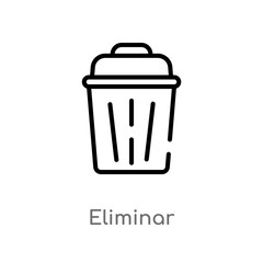 outline eliminar vector icon. isolated black simple line element illustration from user interface concept. editable vector stroke eliminar icon on white background