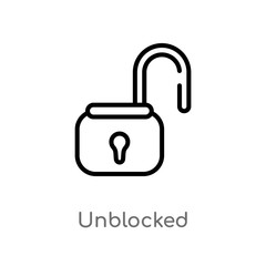 outline unblocked vector icon. isolated black simple line element illustration from user interface concept. editable vector stroke unblocked icon on white background