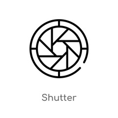 outline shutter vector icon. isolated black simple line element illustration from user interface concept. editable vector stroke shutter icon on white background