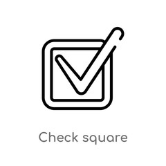 outline check square vector icon. isolated black simple line element illustration from user interface concept. editable vector stroke check square icon on white background