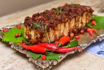 terrine with cayenne pepper
