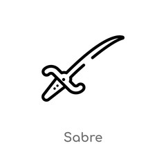 outline sabre vector icon. isolated black simple line element illustration from weapons concept. editable vector stroke sabre icon on white background