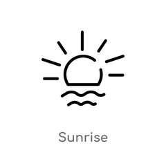 outline sunrise vector icon. isolated black simple line element illustration from weather concept. editable vector stroke sunrise icon on white background