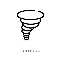 outline tornado vector icon. isolated black simple line element illustration from weather concept. editable vector stroke tornado icon on white background
