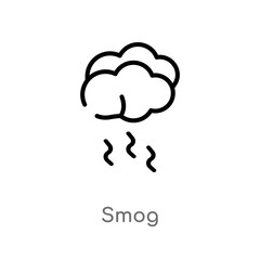outline smog vector icon. isolated black simple line element illustration from weather concept. editable vector stroke smog icon on white background