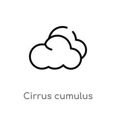 outline cirrus cumulus vector icon. isolated black simple line element illustration from weather concept. editable vector stroke cirrus cumulus icon on white background