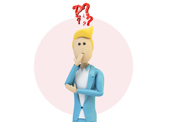 male cartoon businessman thinking