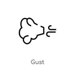 outline gust vector icon. isolated black simple line element illustration from weather concept. editable vector stroke gust icon on white background