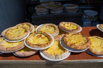 Turkish flat bread covered with cheese