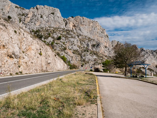 Scenic mountain road near sea in Croatia